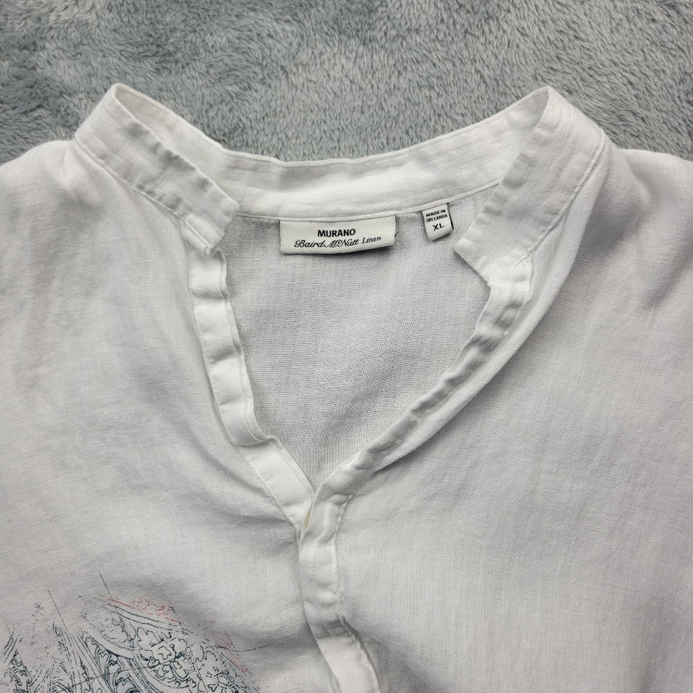 Murano Baird Mcnutt Mens Linen Shirt Size XL Floral Long Sleeve Button Front - Picture 10 of 12